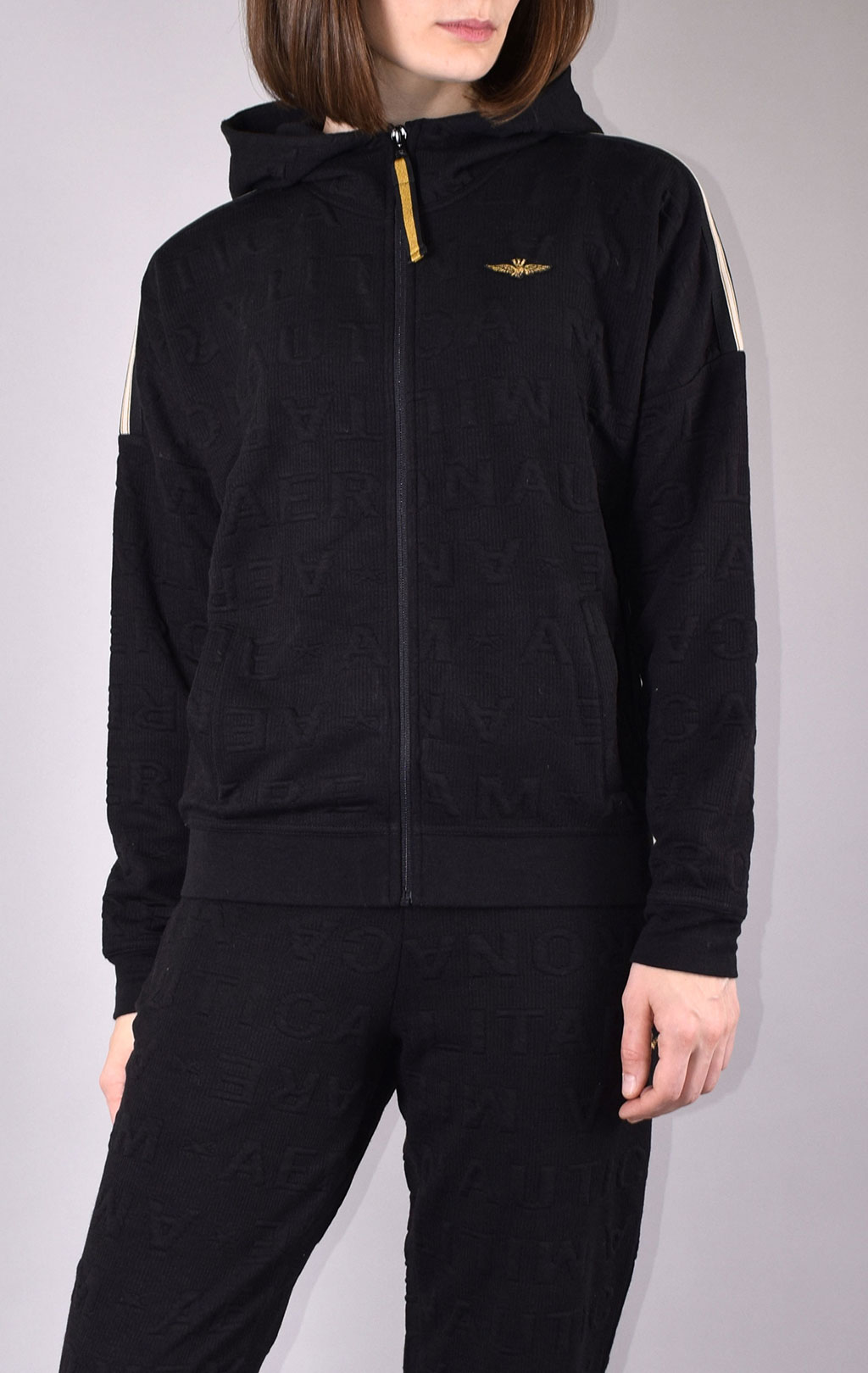 Женская толстовка с капюшоном AERONAUTICA MILITARE FW 19/20 nero (FE 1450) 
