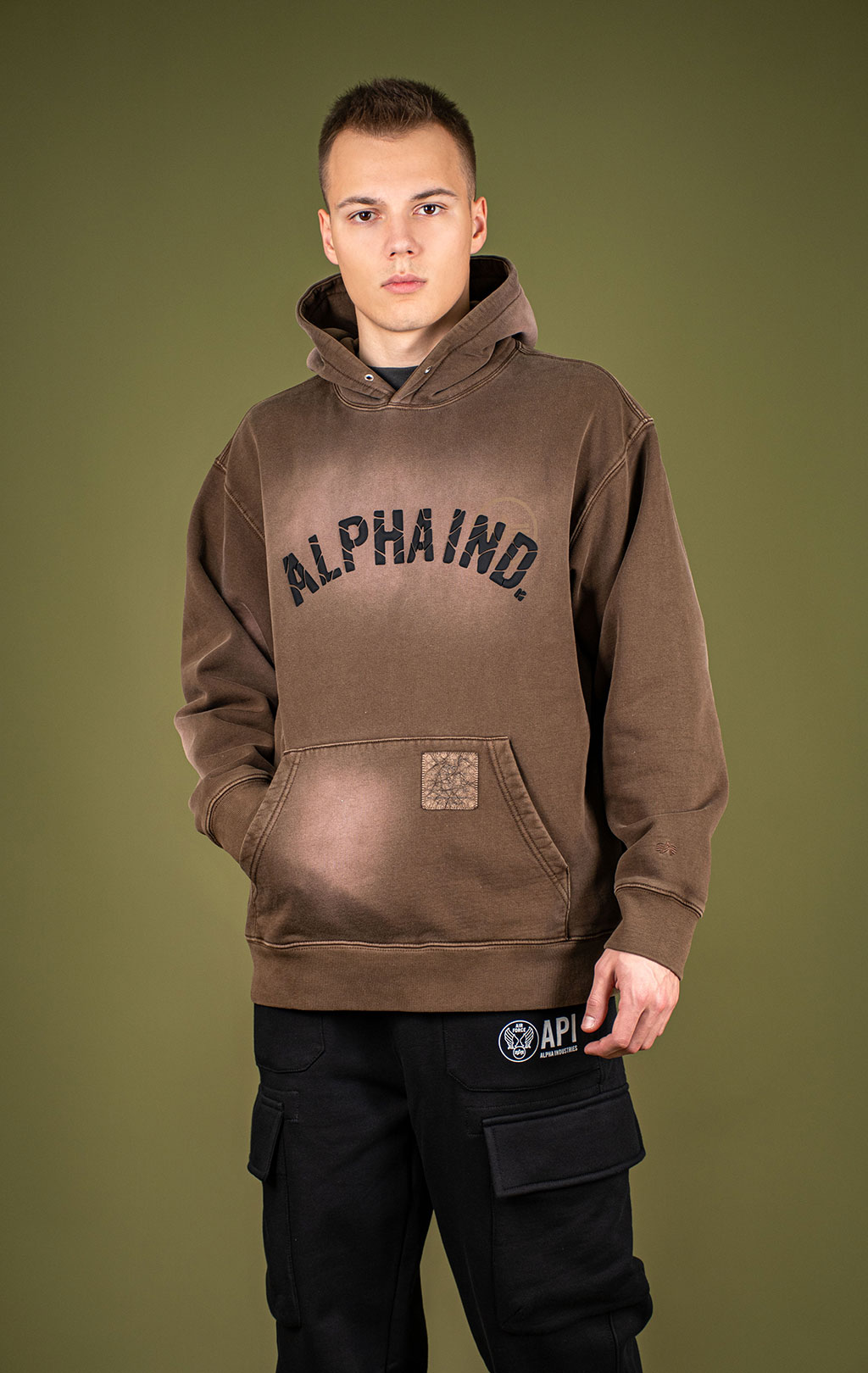 Толстовка ALPHA INDUSTRIES UNFRM WASHED ALPHA IND HOODIE FW 25/26 rust M001132 