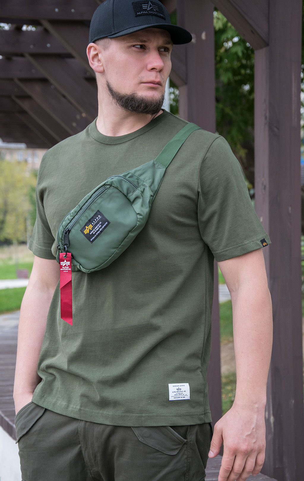 Футболка ALPHA INDUSTRIES ESSENTIAL TEE плотная FW 21/22 olive 