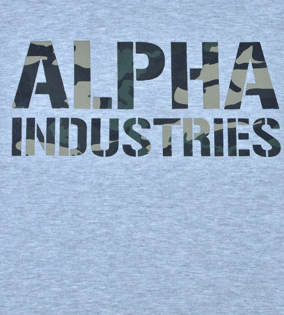 Свитшот ALPHA INDUSTRIES CAMO PRINT grey heather/woodland 