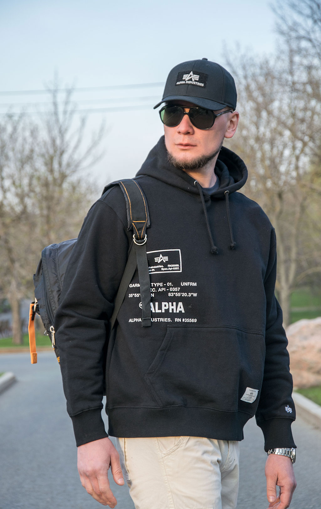 Толстовка ALPHA INDUSTRIES ESSENTIAL SPEC PRINT HOODIE FW 22/23 black 