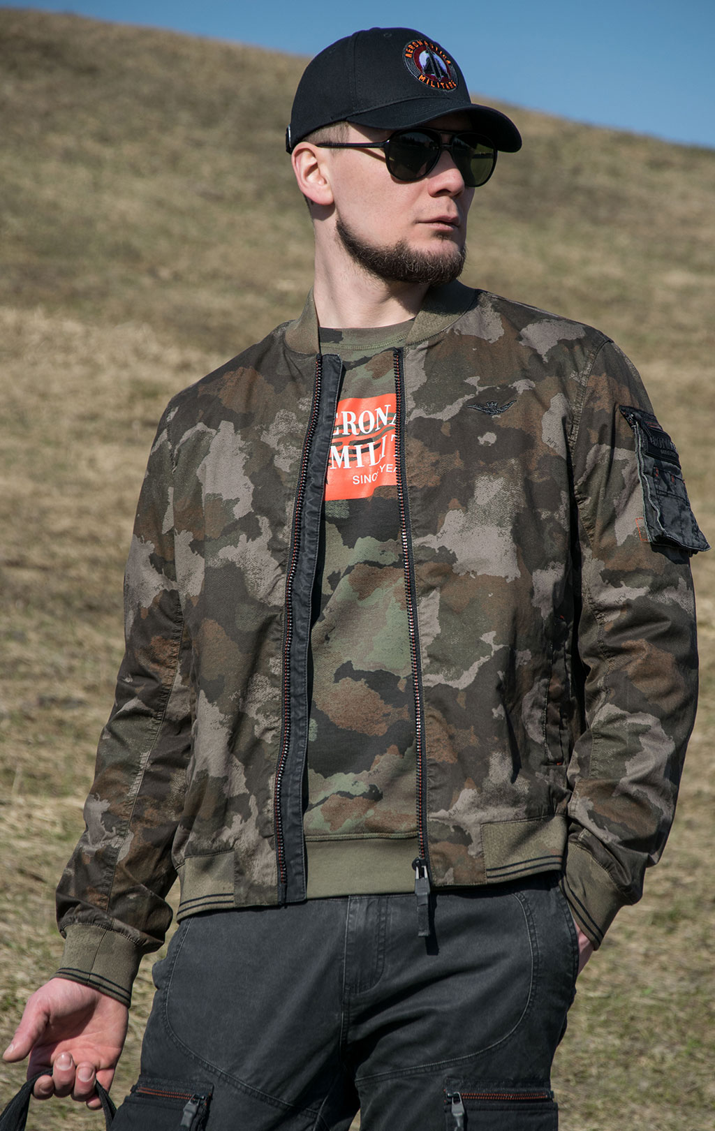 Ветровка-бомбер AERONAUTICA MILITARE big size SS 22 m/CN camouflage pilot (AB 1999) 