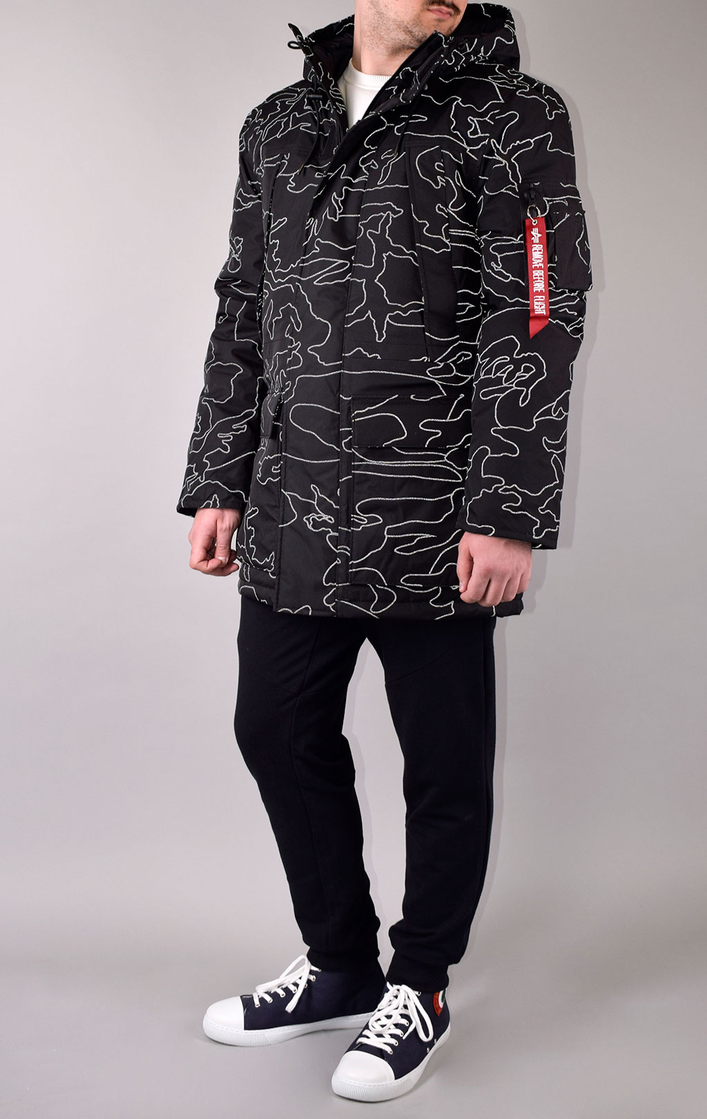 Аляска ALPHA INDUSTRIES PRIMALOFT PARKA N-3B reflective black camo 