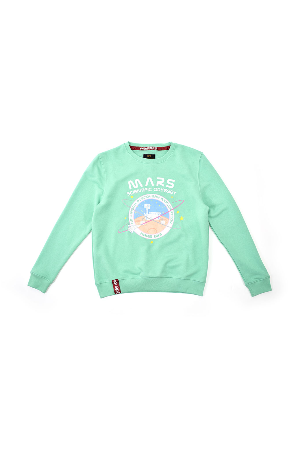 Женский свитшот ALPHA INDUSTRIES NASA MISSION TO MARS SWEATER pastel mint 