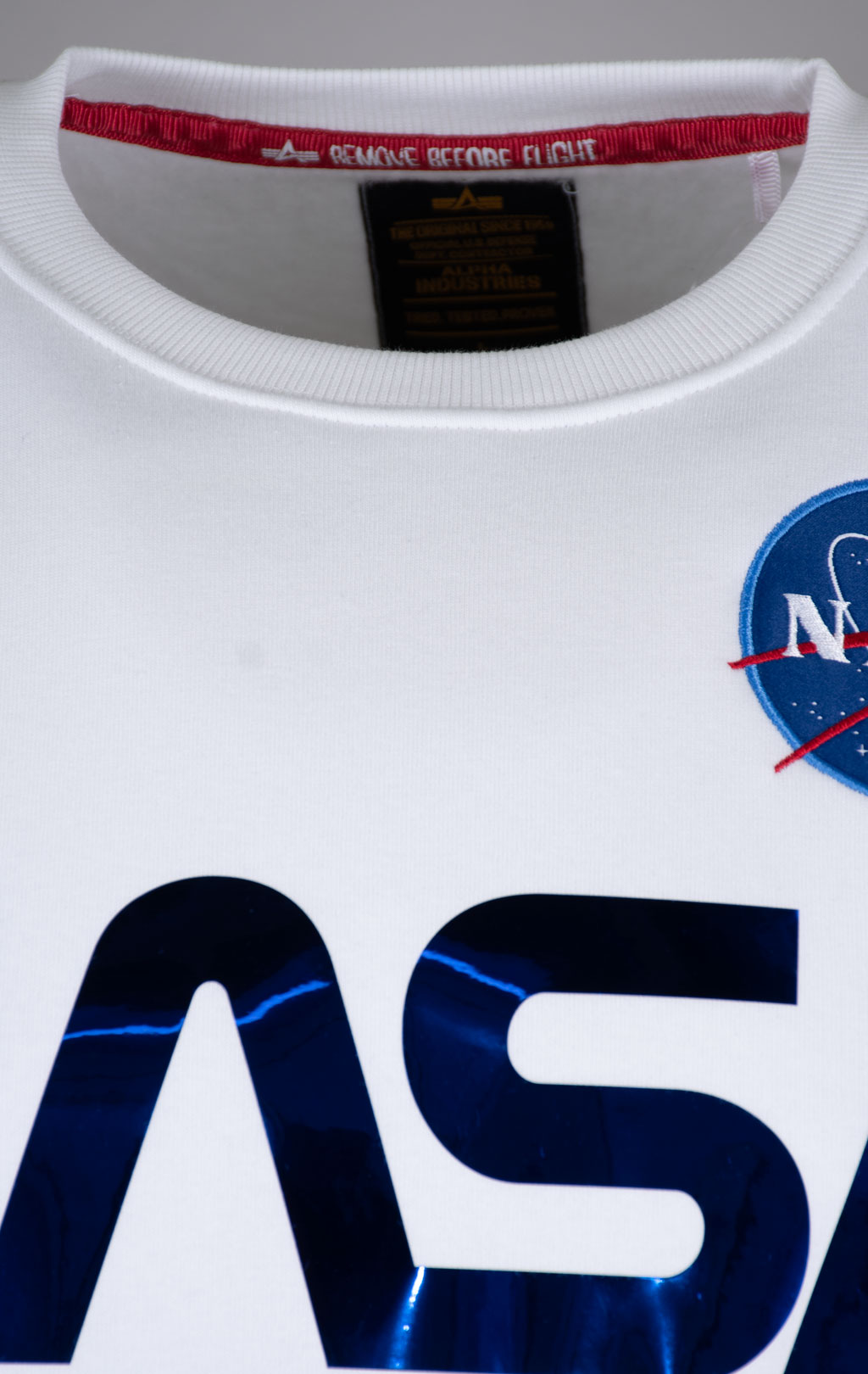 Свитшот ALPHA INDUSTRIES NASA reflective white/blue 