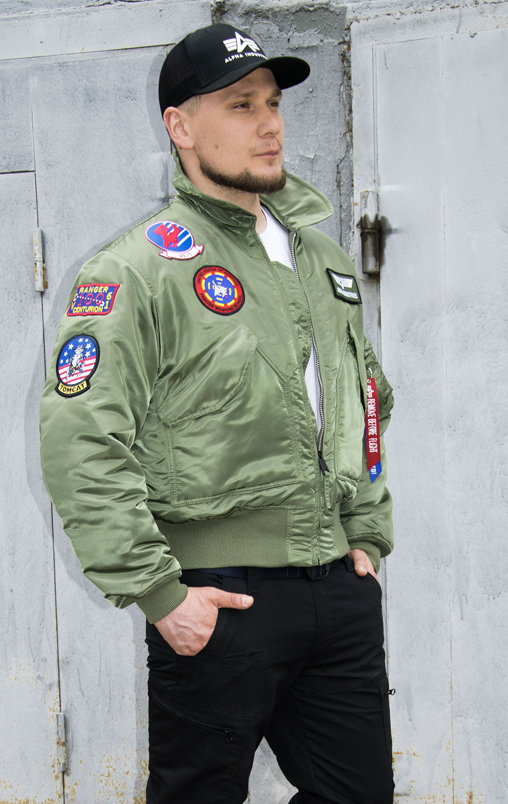 Куртка летная ALPHA INDUSTRIES TOP GUN CWU 45 sage green 