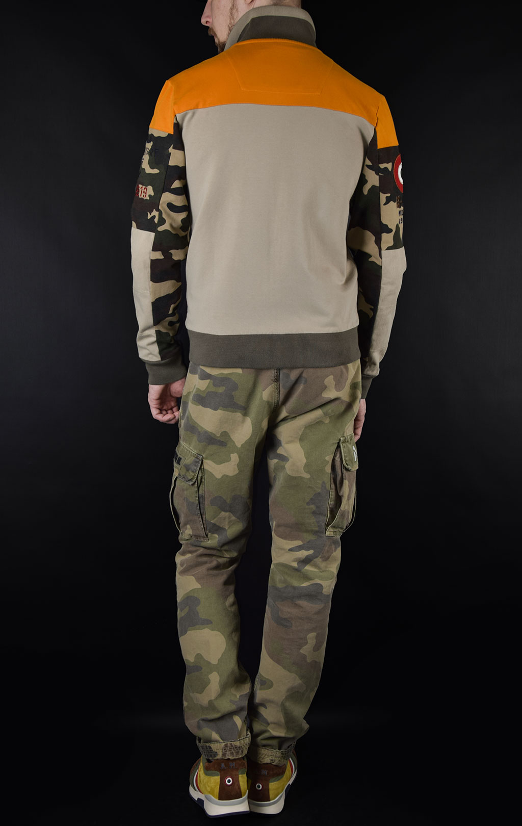 Толстовка AERONAUTICA MILITARE SS19 arancio chiaro/camo/verde (FE 1323) 