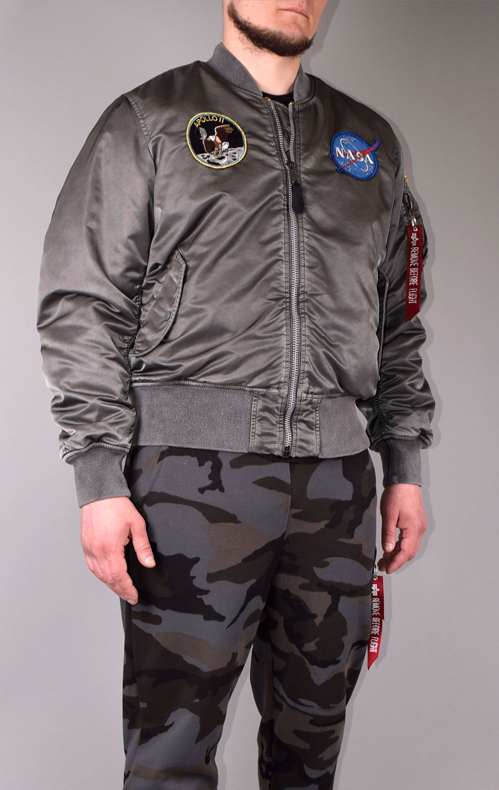 Бомбер ALPHA INDUSTRIES APOLLO BATTLEWASH MA-1 new silver 