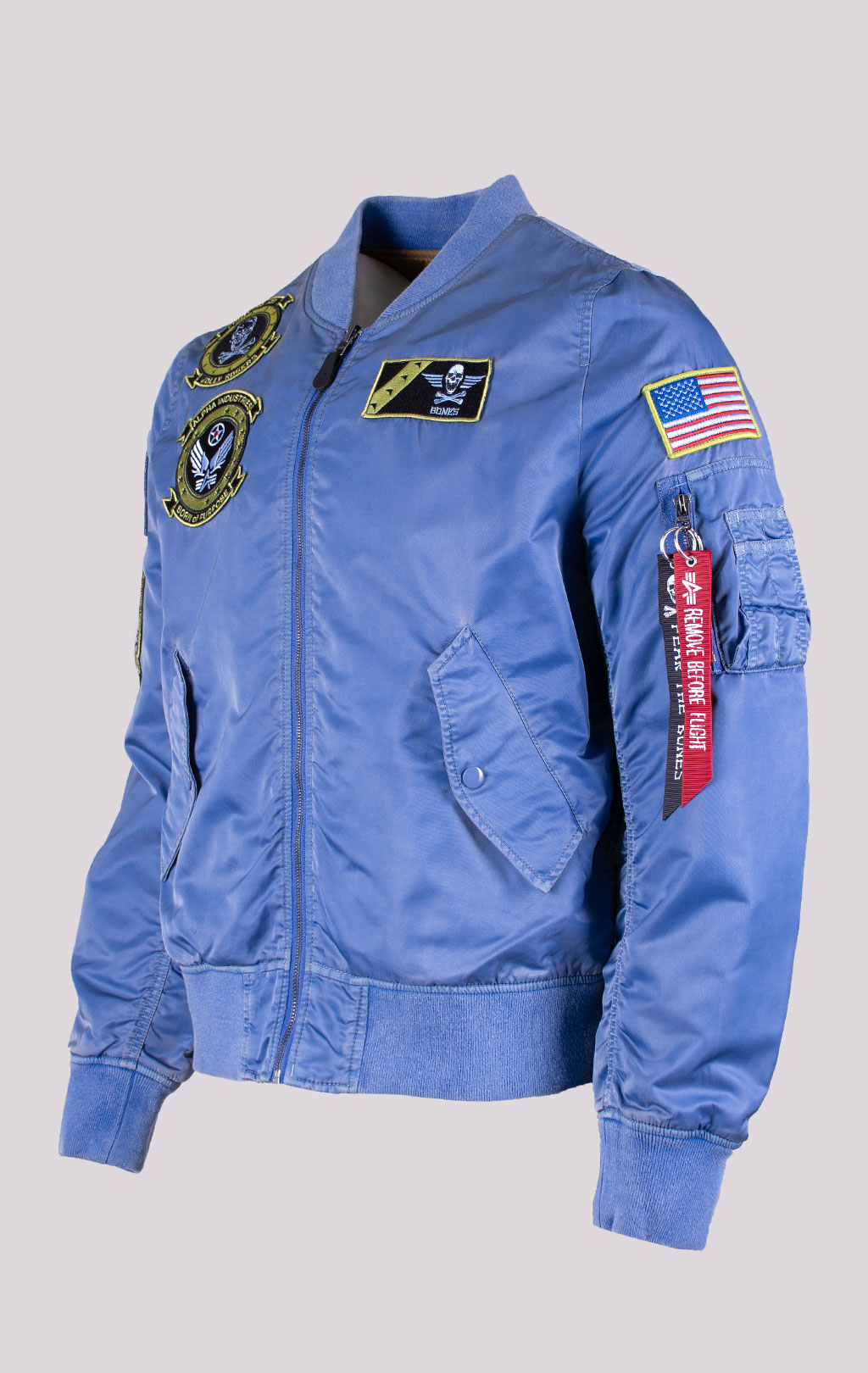 Ветровка-бомбер ALPHA INDUSTRIES L-2B FEAR THE BONES BATTLEWASH FW 21 m light navy 