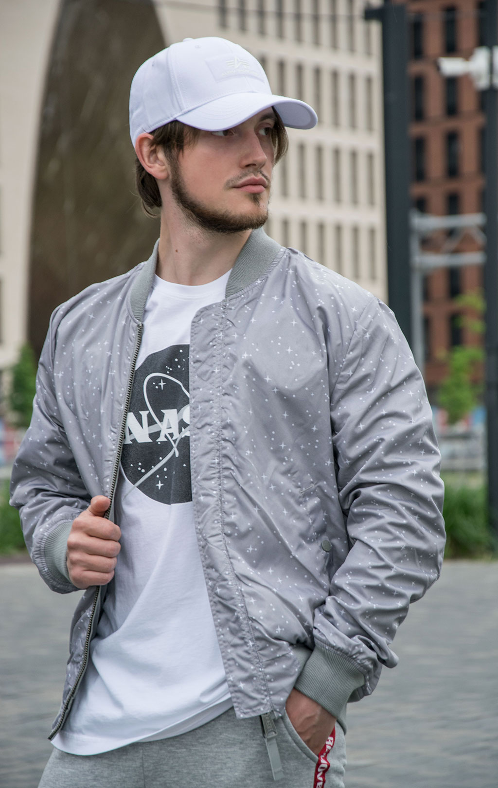 Ветровка-бомбер ALPHA INDUSTRIES TT NASA REVERSIBLE II MA-1 silver 