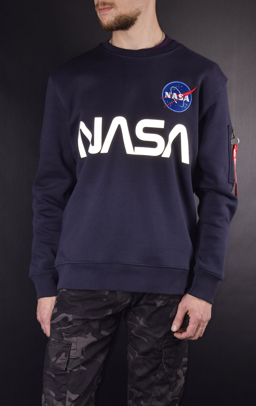 Свитшот ALPHA INDUSTRIES NASA reflective rep. blue 