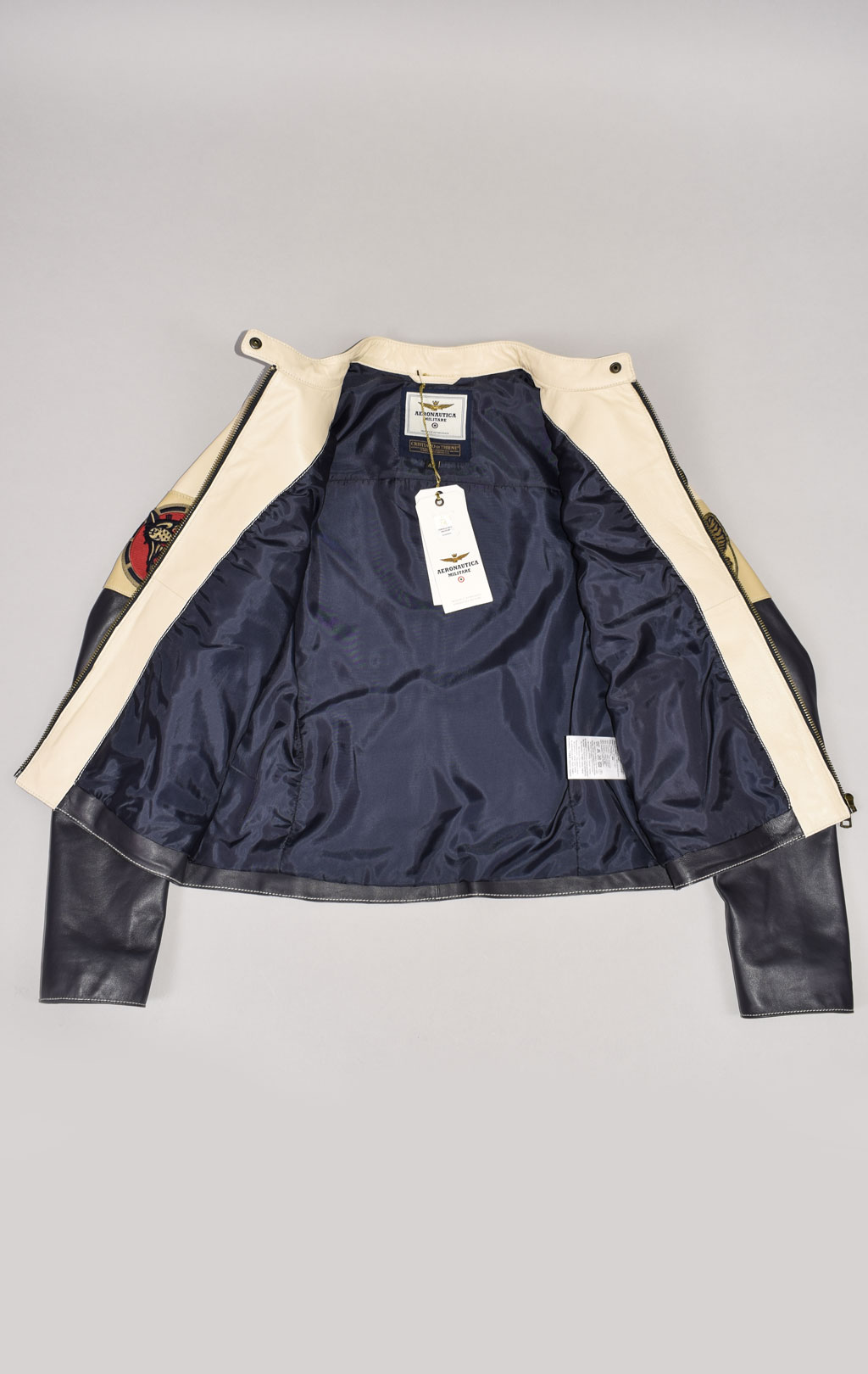 Женская куртка AERONAUTICA MILITARE кожа SS 22 m/IN beige/beige medio/blue navy (PN 6019) 