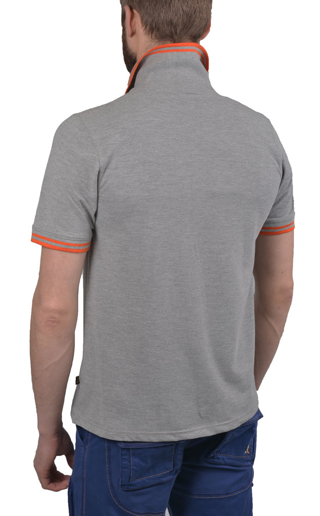 Футболка ALPHA TWIN STRIPE POLO grey heather/orange 