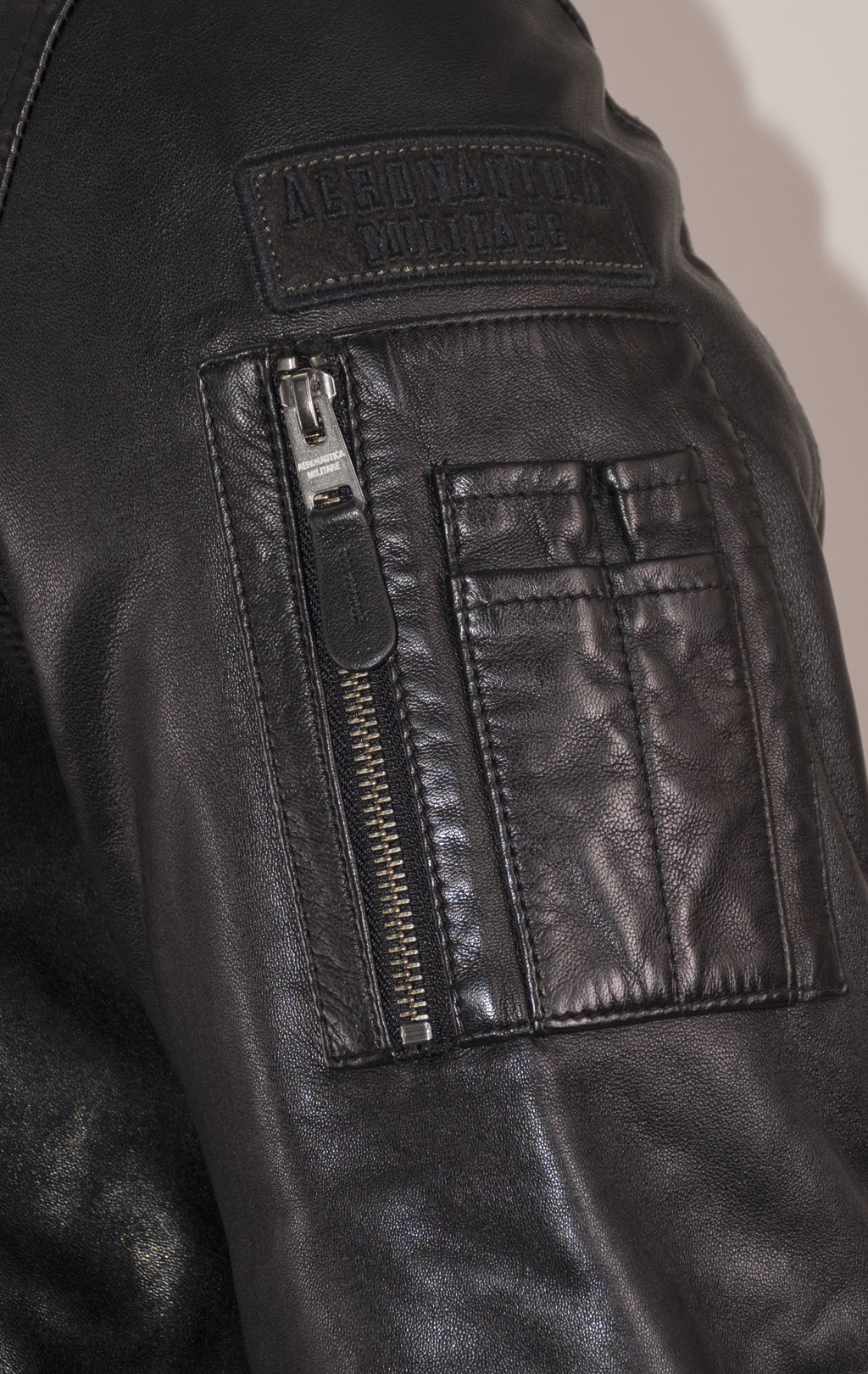 Куртка-пилот AERONAUTICA MILITARE big size кожа FW 24/25/IN nero (PN 950) 