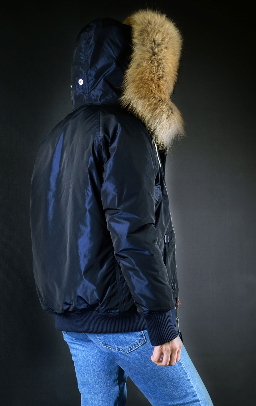 Женская аляска короткая ALPHA INDUSTRIES ARCTIC натур. мех rep. blue 