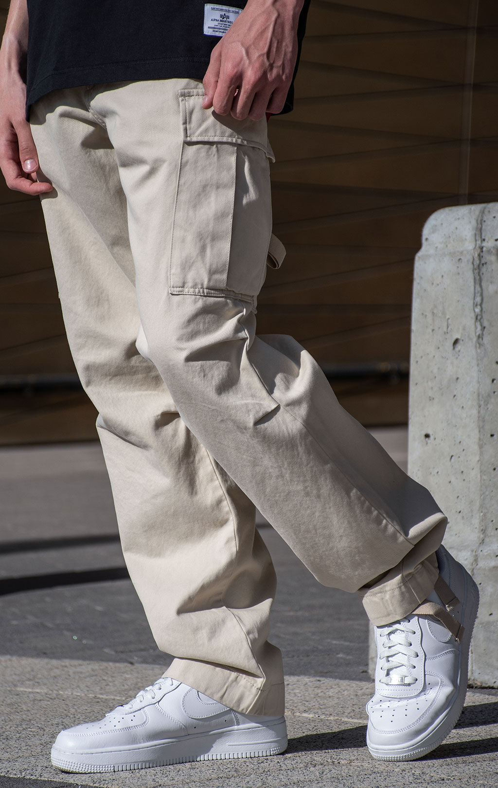 Брюки-карго парашюты ALPHA INDUSTRIES M-65 PANT плотные SS 24 m limestone 