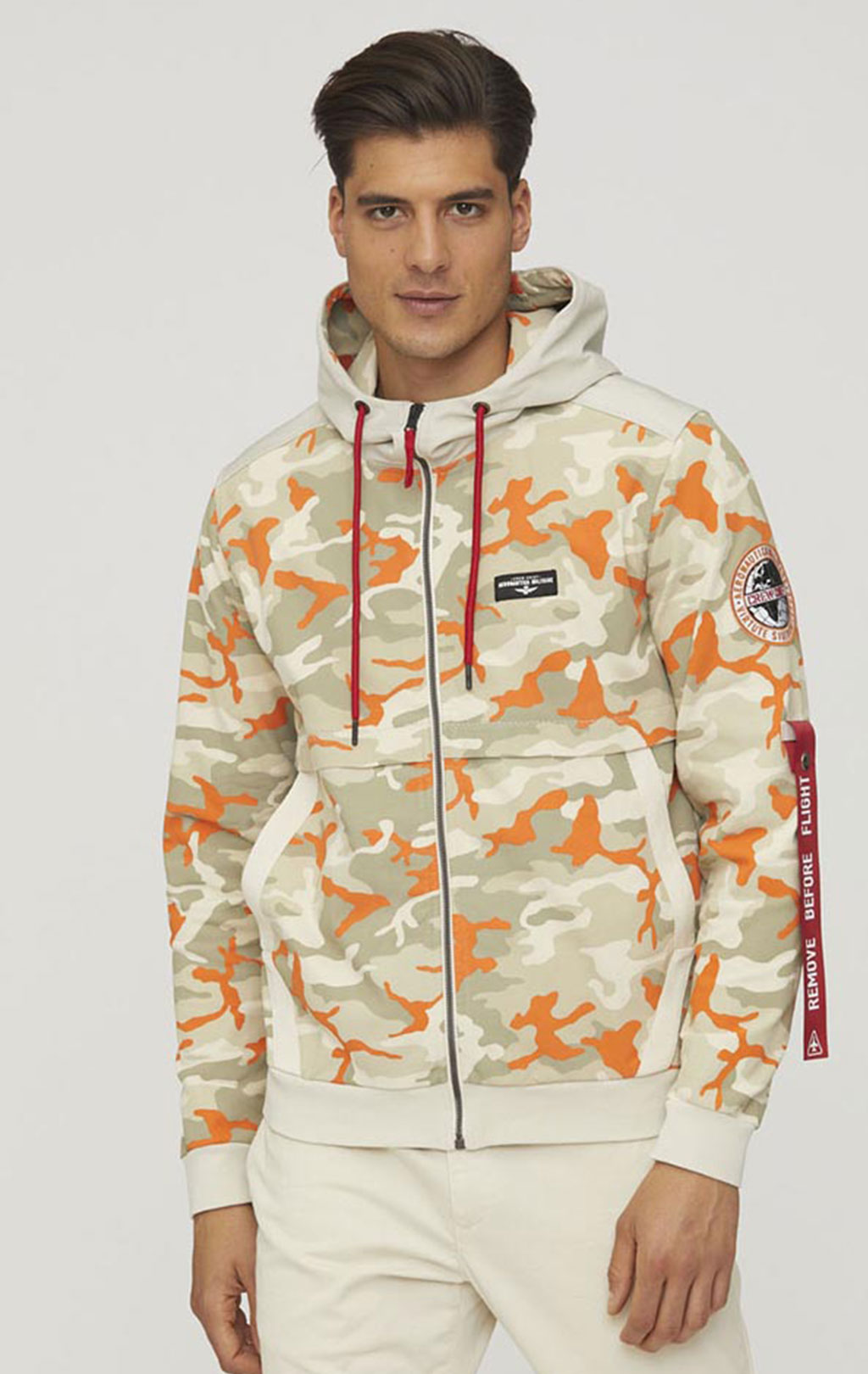 Толстовка с капюшоном AERONAUTICA MILITARE SS 24 m/TR orange camo (FE 1863) 