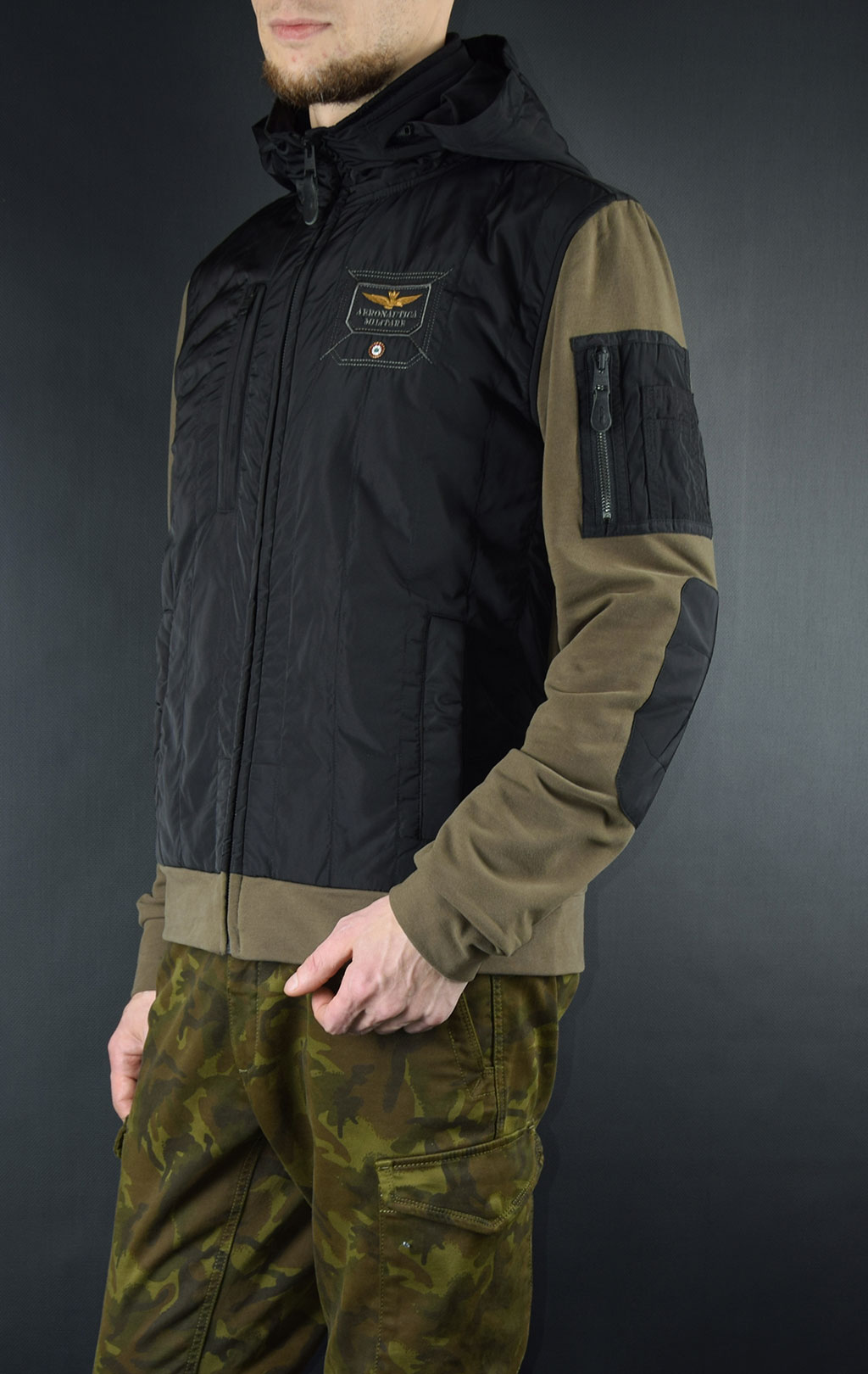 Толстовка AERONAUTICA MILITARE nero/verde bosco (AF 350) 