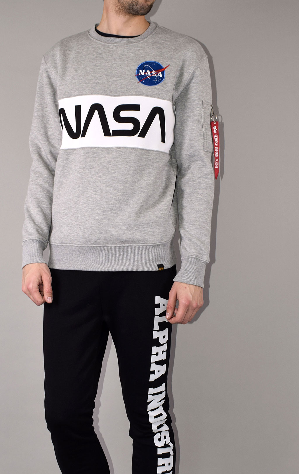 Свитшот ALPHA INDUSTRIES NASA Inlay grey heather 