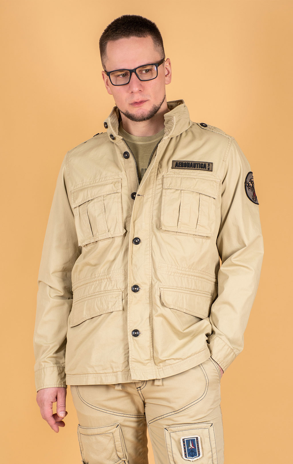 Ветровка AERONAUTICA MILITARE M-65 SS 25 m/IN antelope beige (AB 2212) 