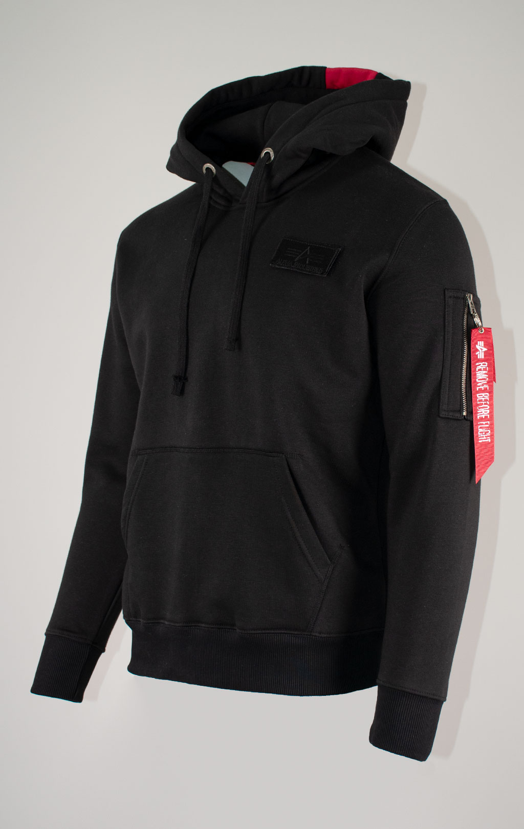 Толстовка ALPHA INDUSTRIES RED STRIPE HOODY black 
