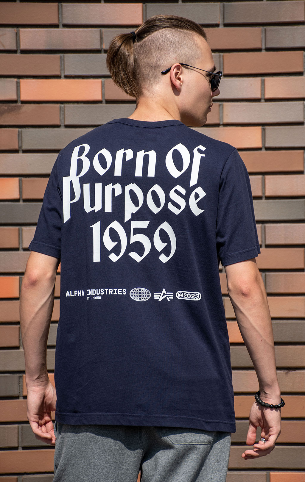 Футболка ALPHA INDUSTRIES BORN OF PURPOSE TEE плотная FW 24/25 replica blue 