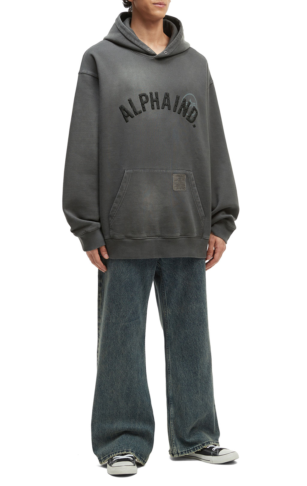 Толстовка ALPHA INDUSTRIES UNFRM WASHED ALPHA IND HOODIE FW 25/26 gray M001132 