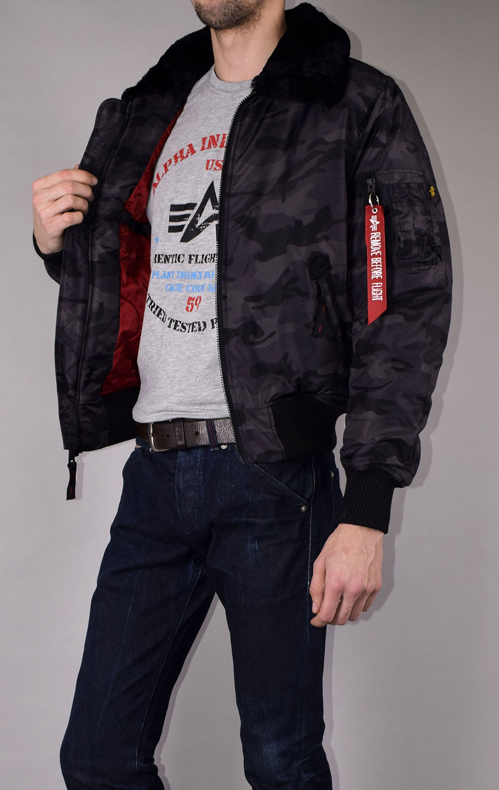 Куртка-пилот ALPHA INDUSTRIES INJECTOR-III black camo 