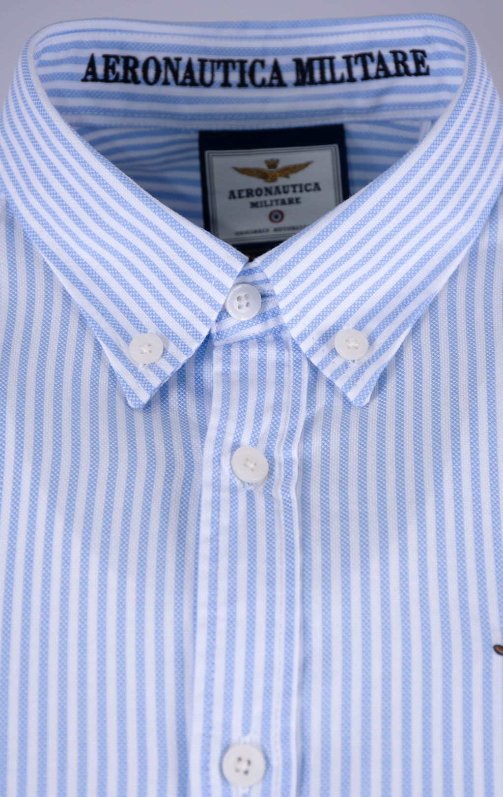 Рубашка AERONAUTICA MILITARE FW 26/27/AL stripes white/light blue (CA 1320) 