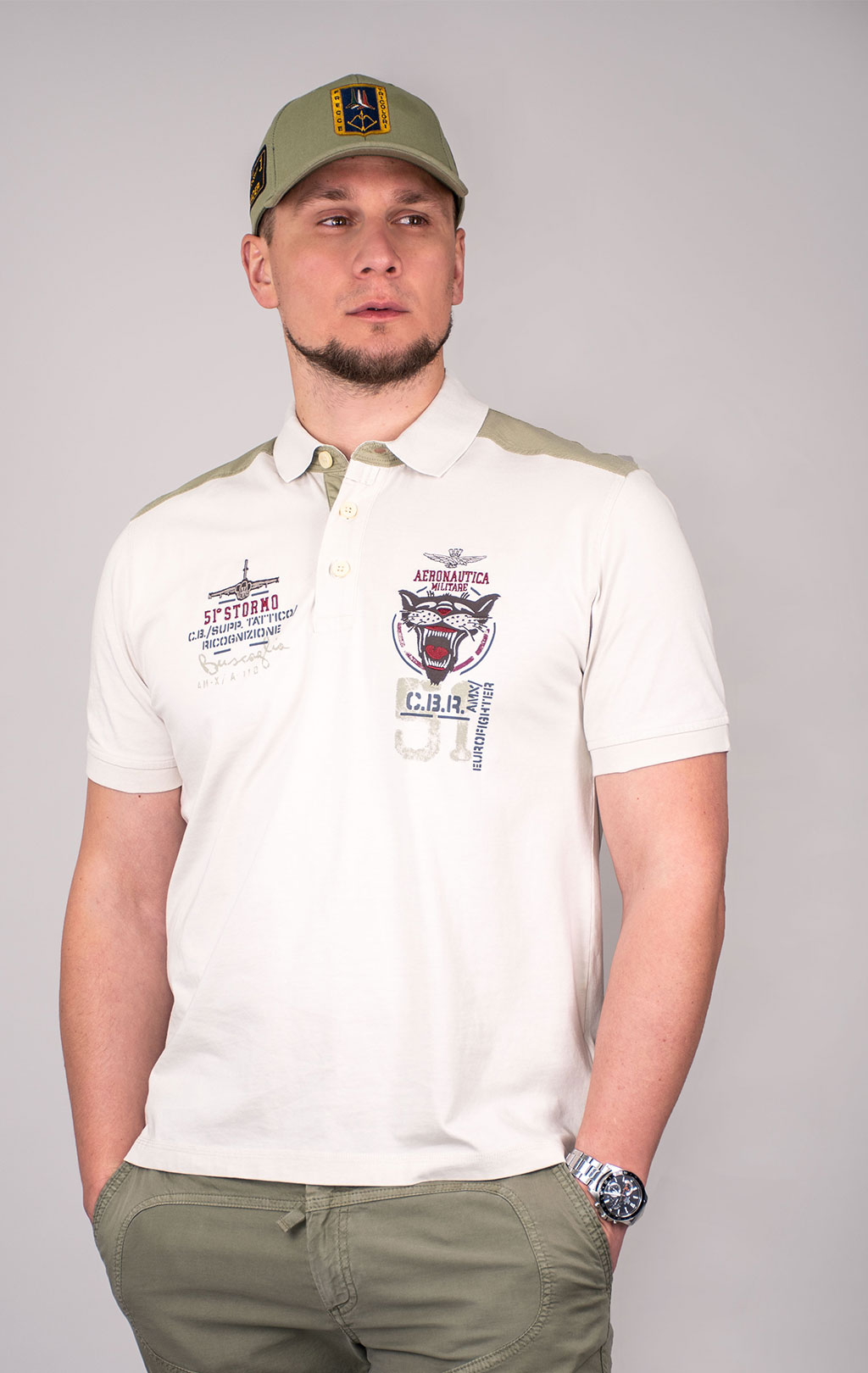 Футболка-поло AERONAUTICA MILITARE SS 24 m/TR dark ice (PO 1776) 