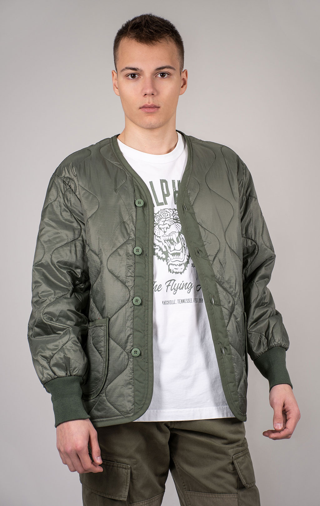 Куртка-подстёжка ALPHA INDUSTRIES ALS/92 LINER с карманами и манжетами FW 24/25 olive 
