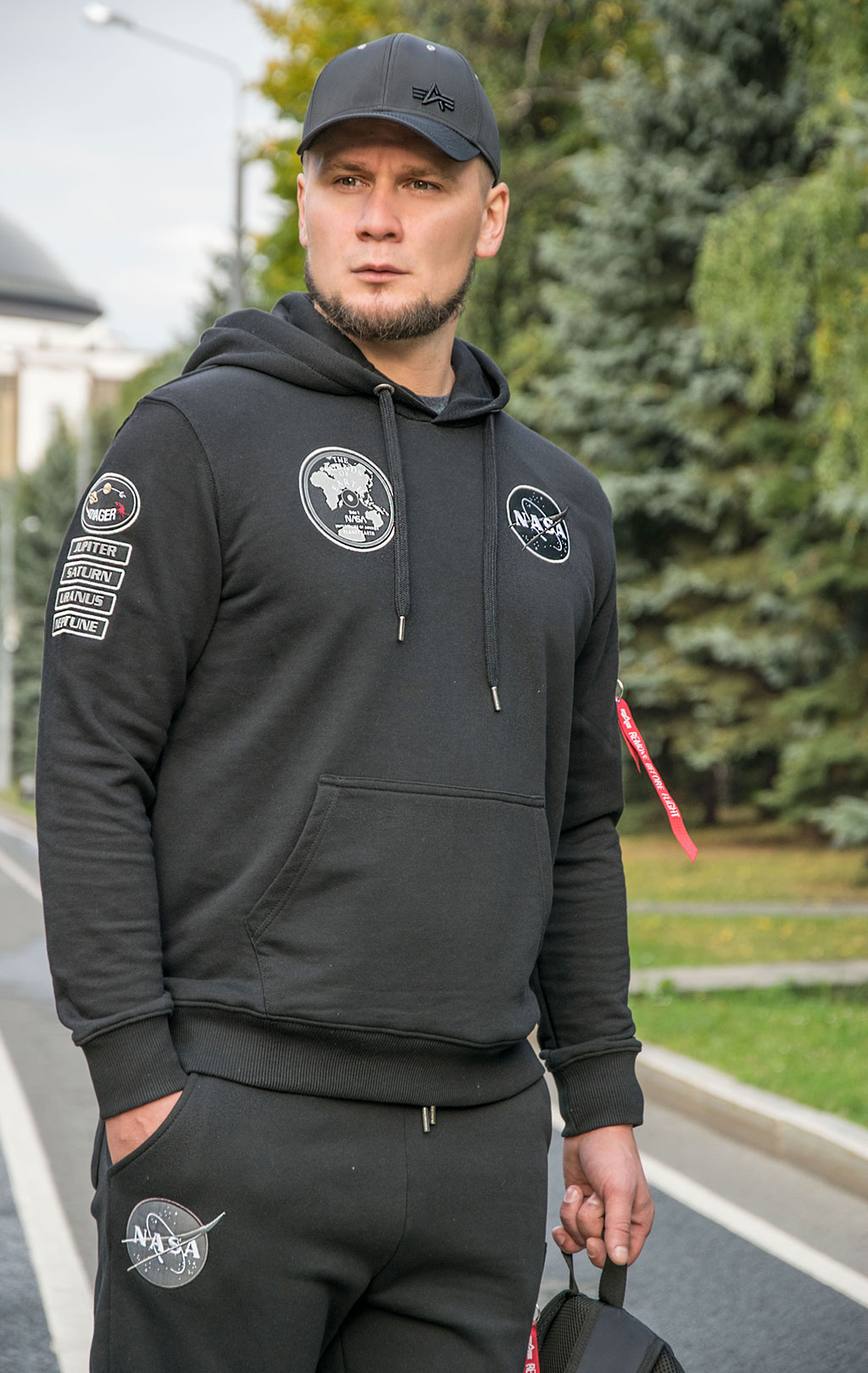 Толстовка ALPHA INDUSTRIES NASA VOYAGER HOODY black/black 