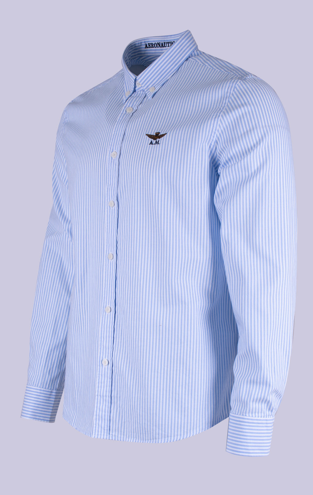 Рубашка AERONAUTICA MILITARE FW 26/27/AL stripes white/light blue (CA 1320) 