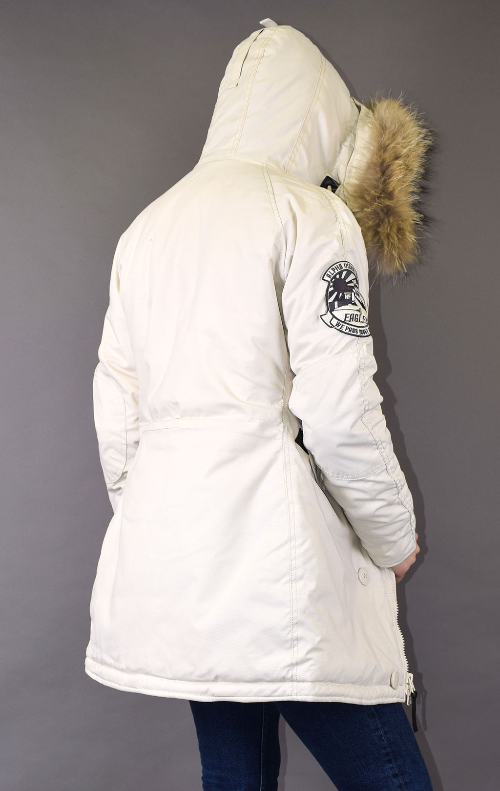 Женская аляска ALPHA INDUSTRIES EXPLORER натур. мех white off 