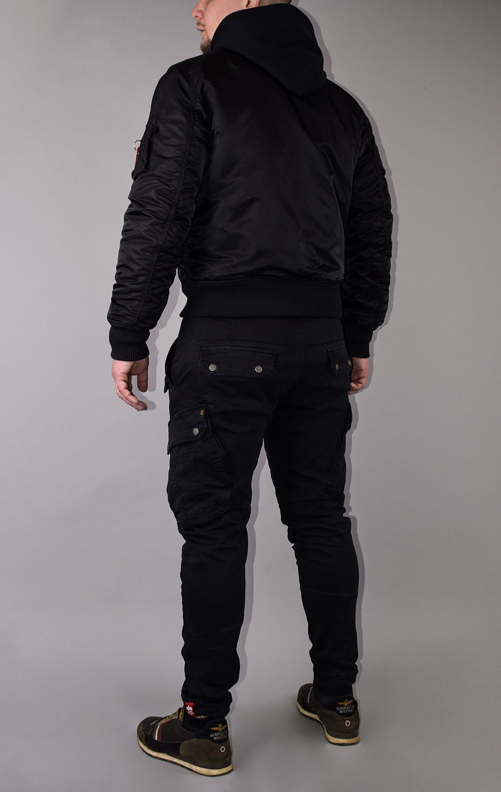 Куртка-бомбер лётная ALPHA INDUSTRIES D-Tec SE MA-1 black/orange 