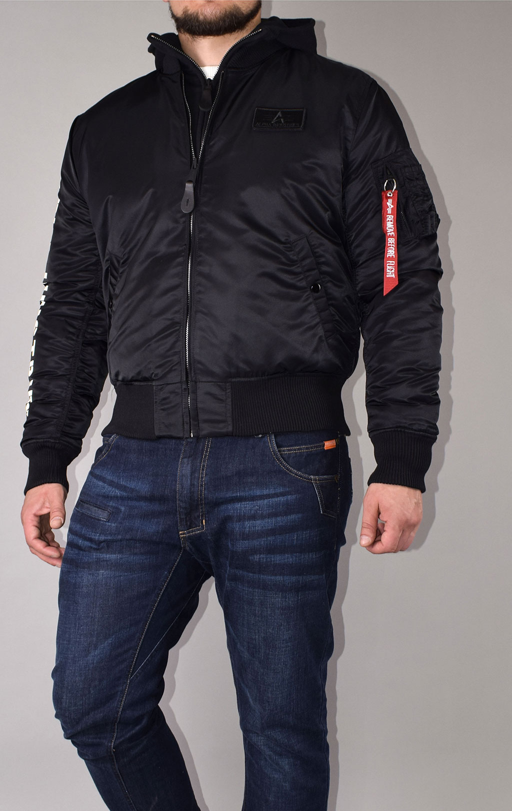 Куртка-бомбер лётная ALPHA INDUSTRIES D-Tec SE MA-1 black/reflective 