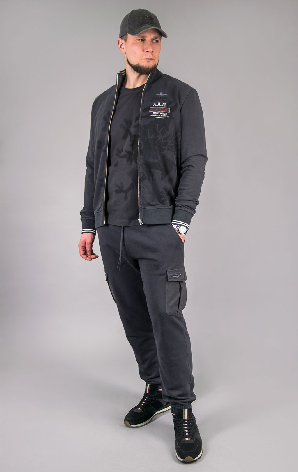 Олимпийка AERONAUTICA MILITARE GRIFO PRINT SS 24/TR anthracite grey (FE 1862) 