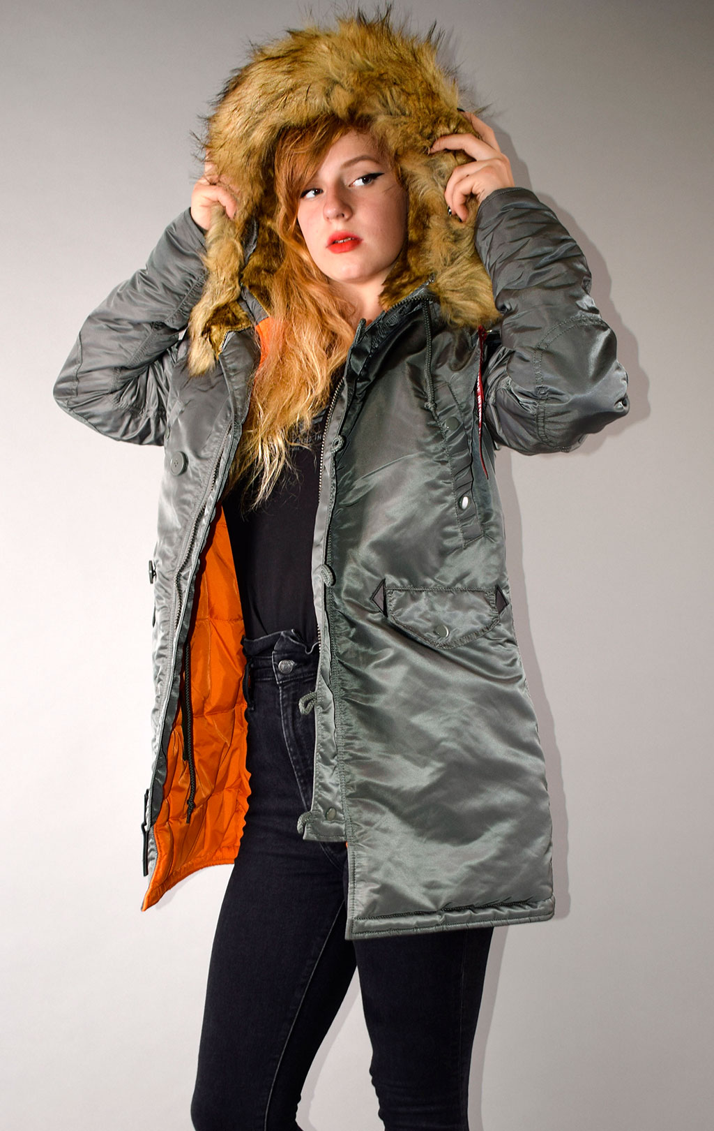 Женская аляска ALPHA INDUSTRIES VF 59 N-3B vintage green 