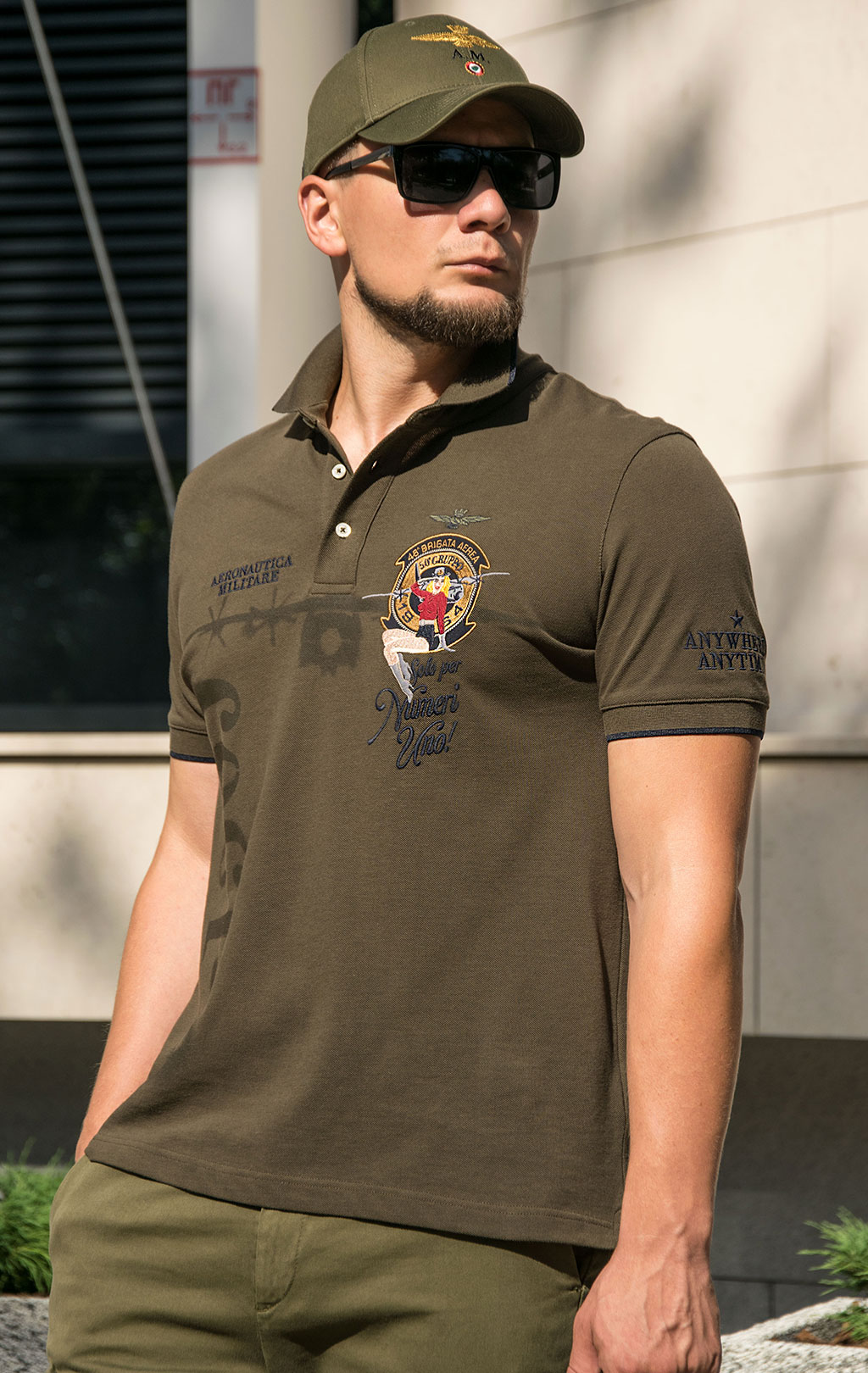 Футболка-поло AERONAUTICA MILITARE FW 23/24/TR off green (PO 1706) 