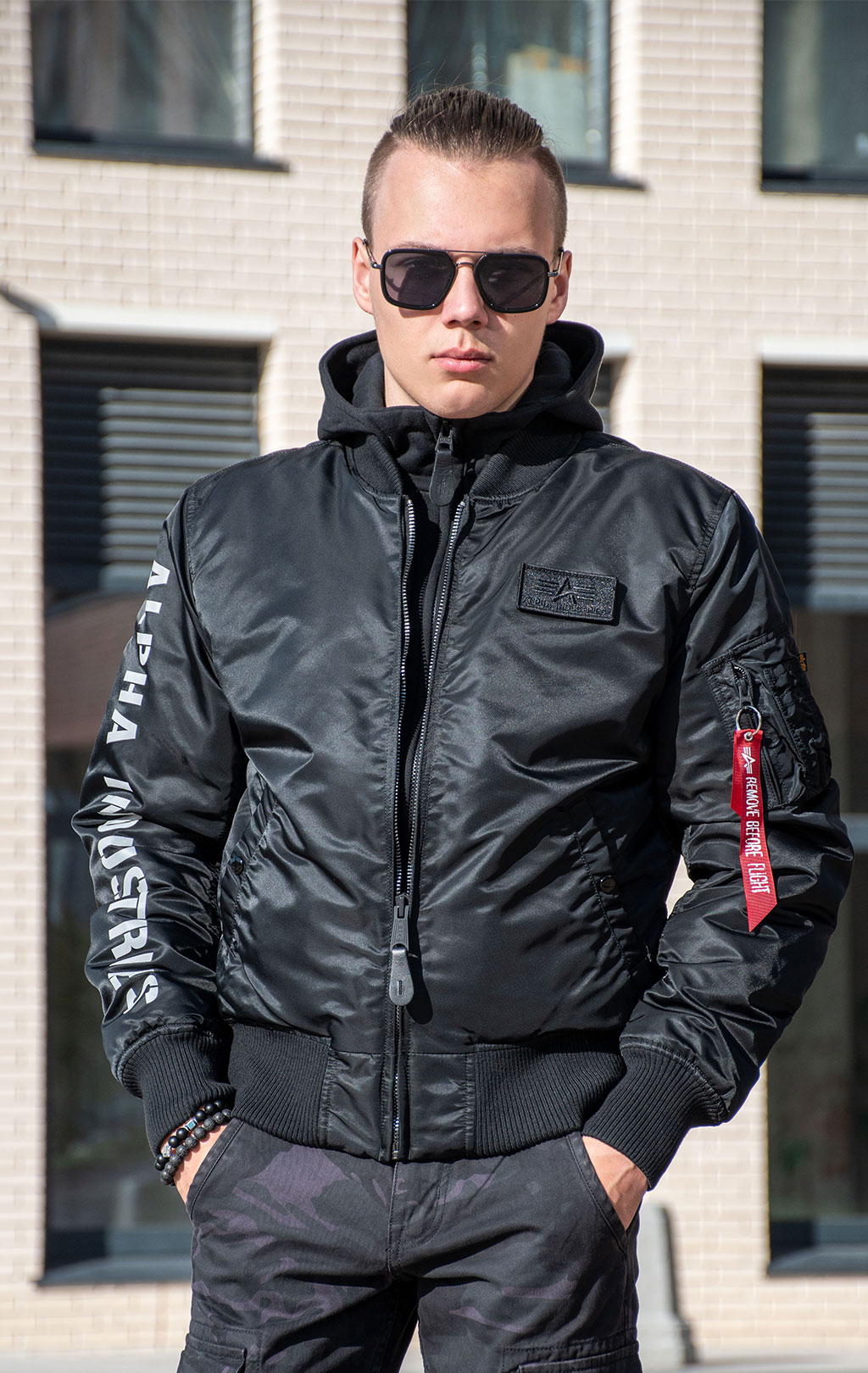 Куртка-бомбер лётная ALPHA INDUSTRIES D-Tec SE MA-1 black/reflective 