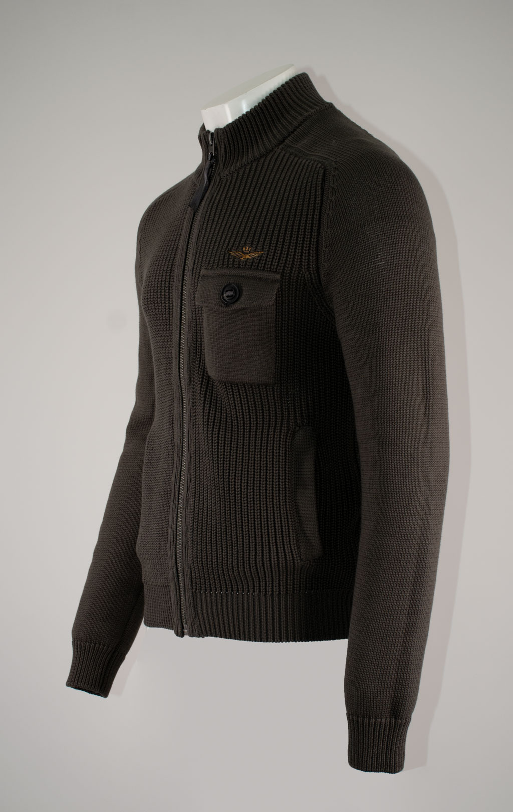 Свитер на молнии AERONAUTICA MILITARE FW 25/26/BL beluga grey (MA 1565) 