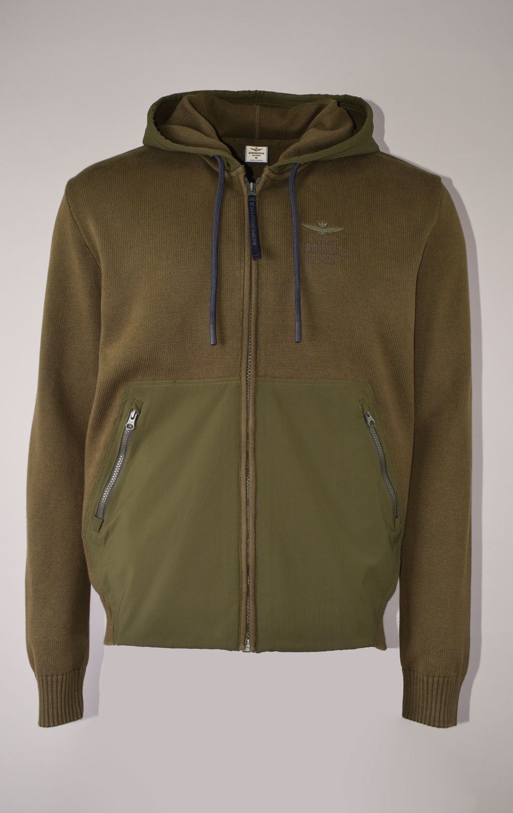 Толстовка вязаная AERONAUTICA MILITARE big size FW 23/24/IN off green (MA 1448) 