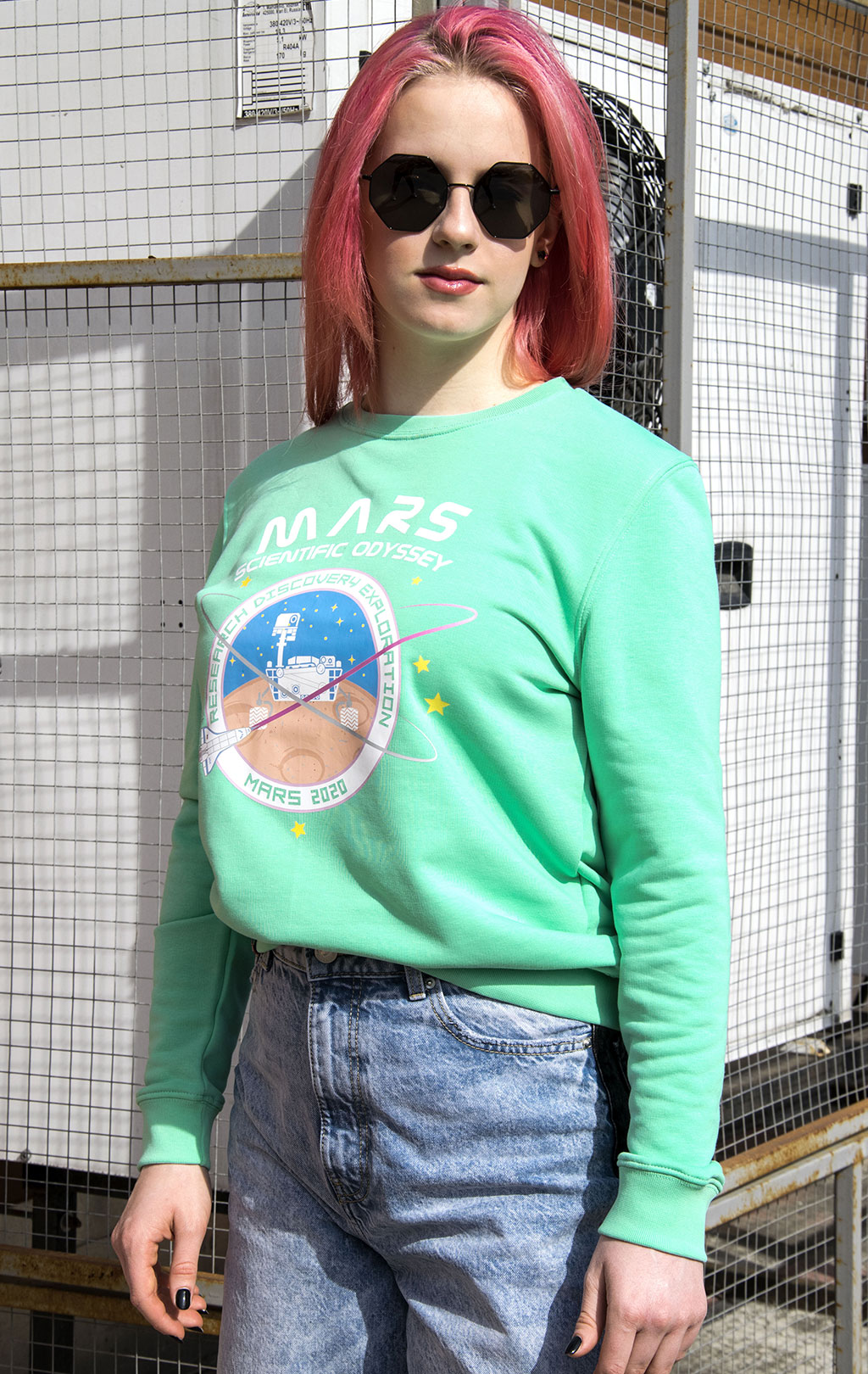 Женский свитшот ALPHA INDUSTRIES NASA MISSION TO MARS SWEATER pastel mint 