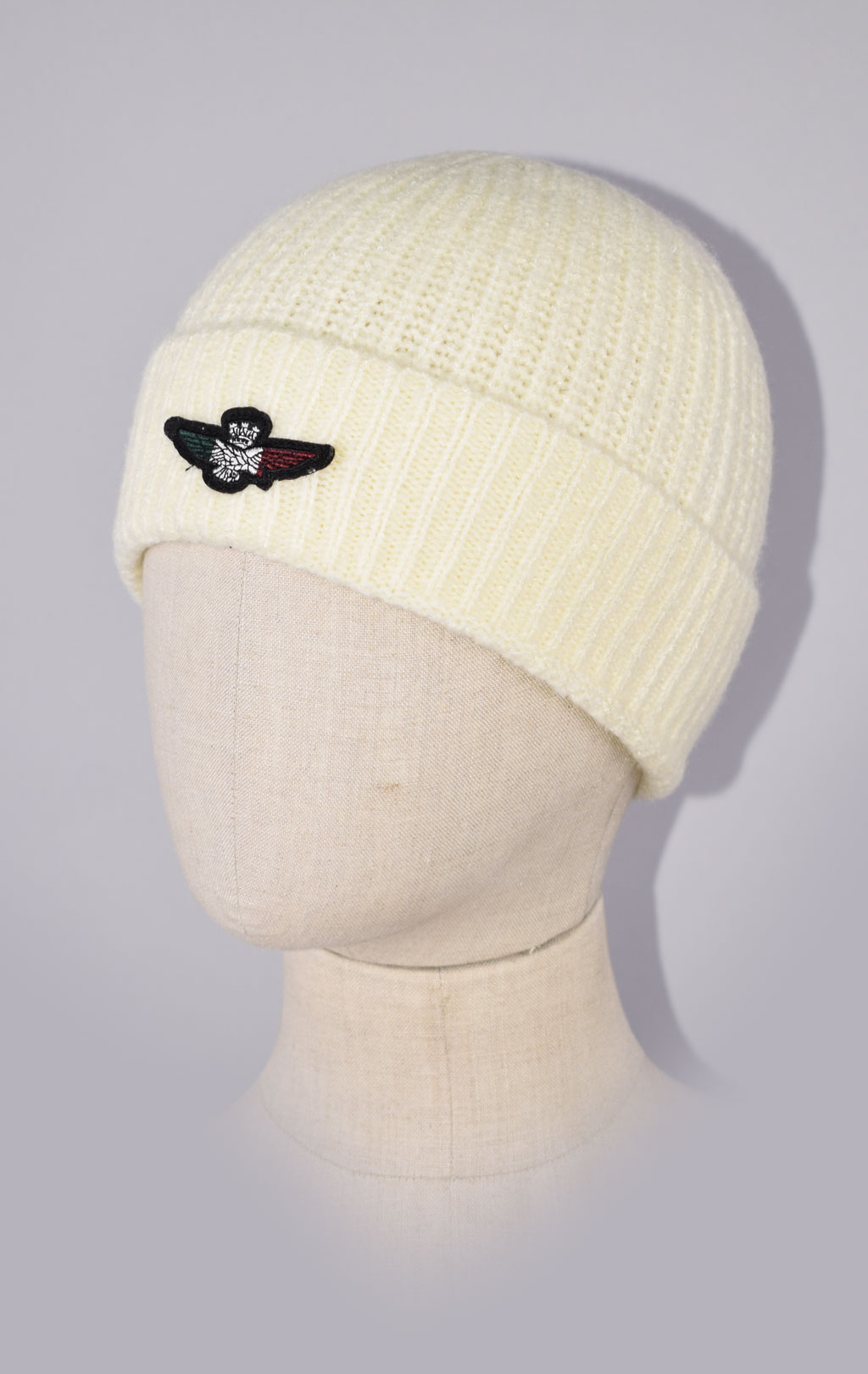 Шапка вязаная AERONAUTICA MILITARE FW 23/24/CN bianco panna (CU 034)