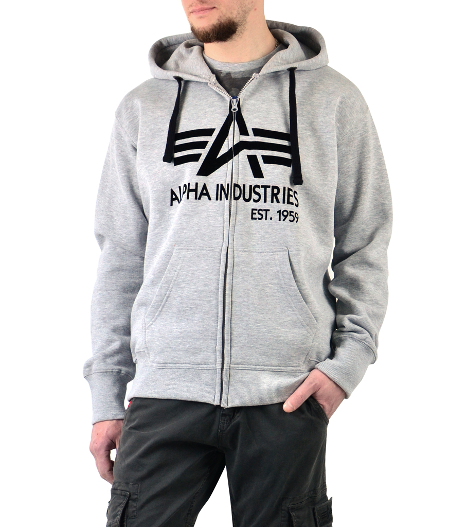 Толстовка ALPHA INDUSTRIES BIG A CLASSIC ZIP HOODY grey heather 