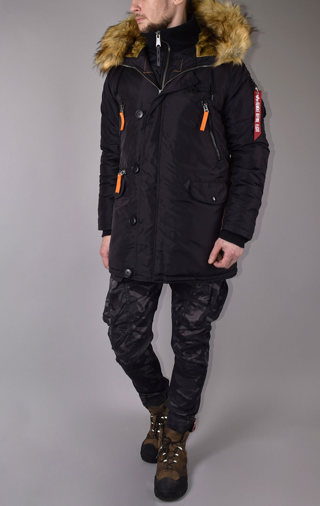 Аляска ALPHA INDUSTRIES PPS N-3B black/orange 