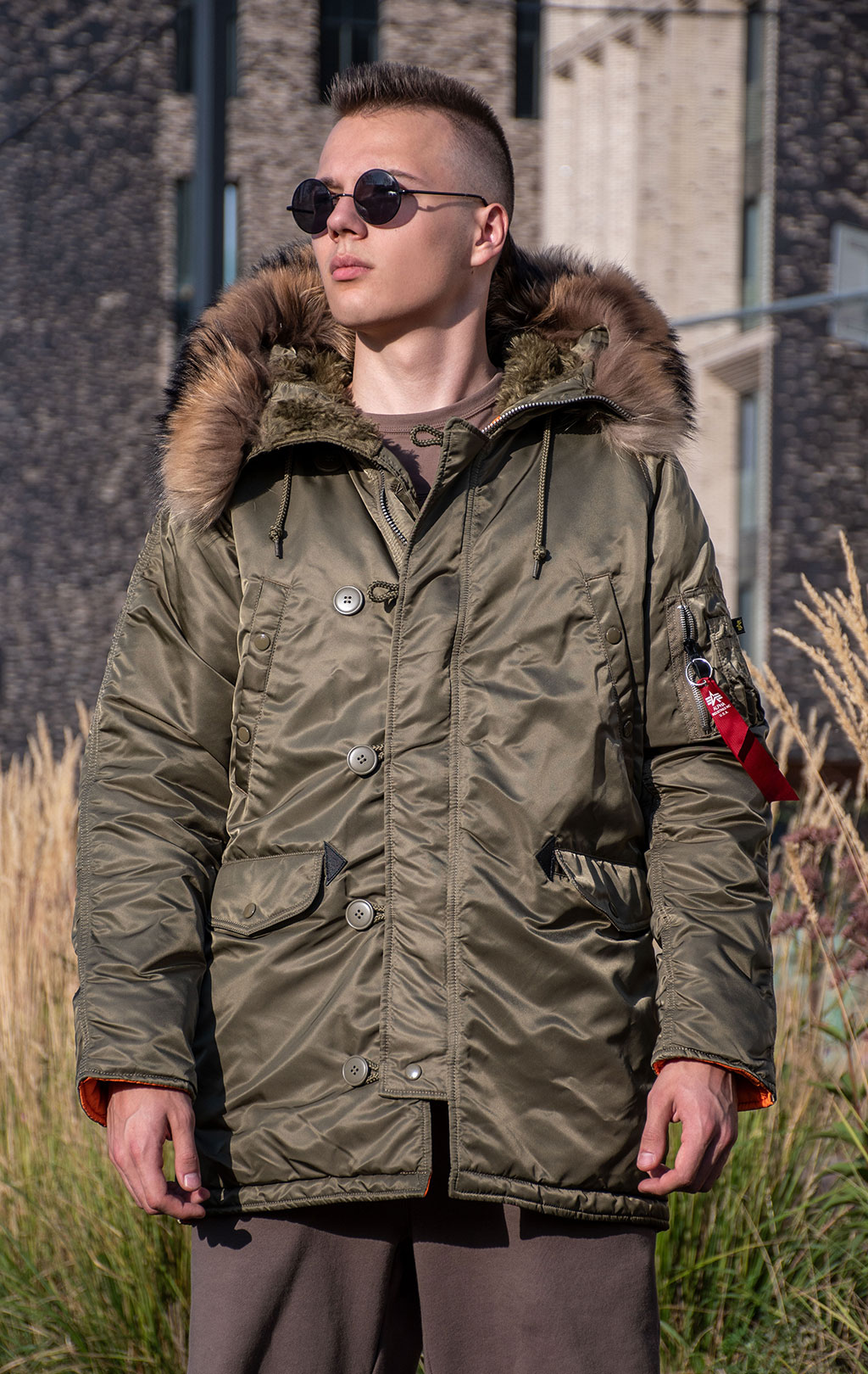 Аляска ALPHA INDUSTRIES SLIM FIT GEN-I N-3B натур. мех vintage olive/orange 