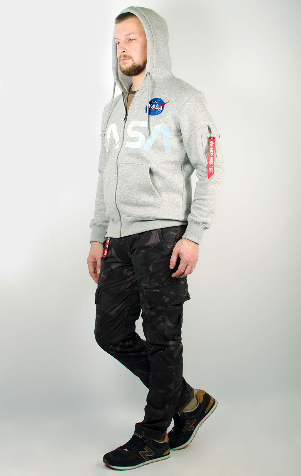 Толстовка ALPHA INDUSTRIES NASA ZIP HOODY grey heather 