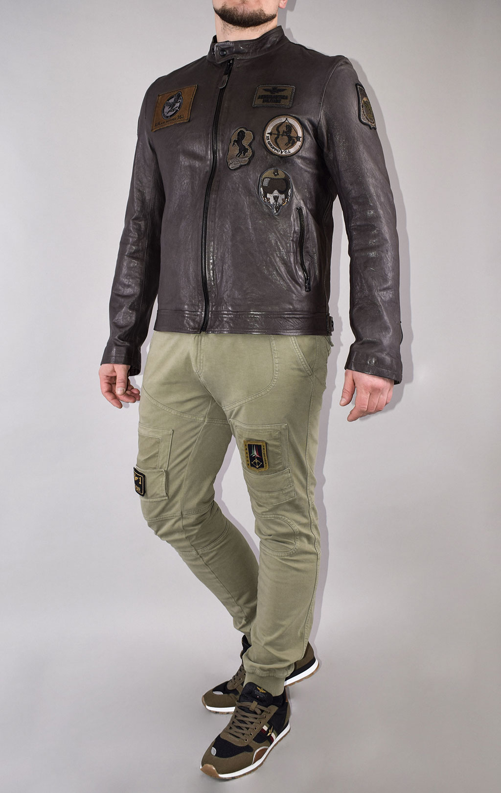 Куртка AERONAUTICA MILITARE кожа SS 21 m/IT fumo (PN 5011) 