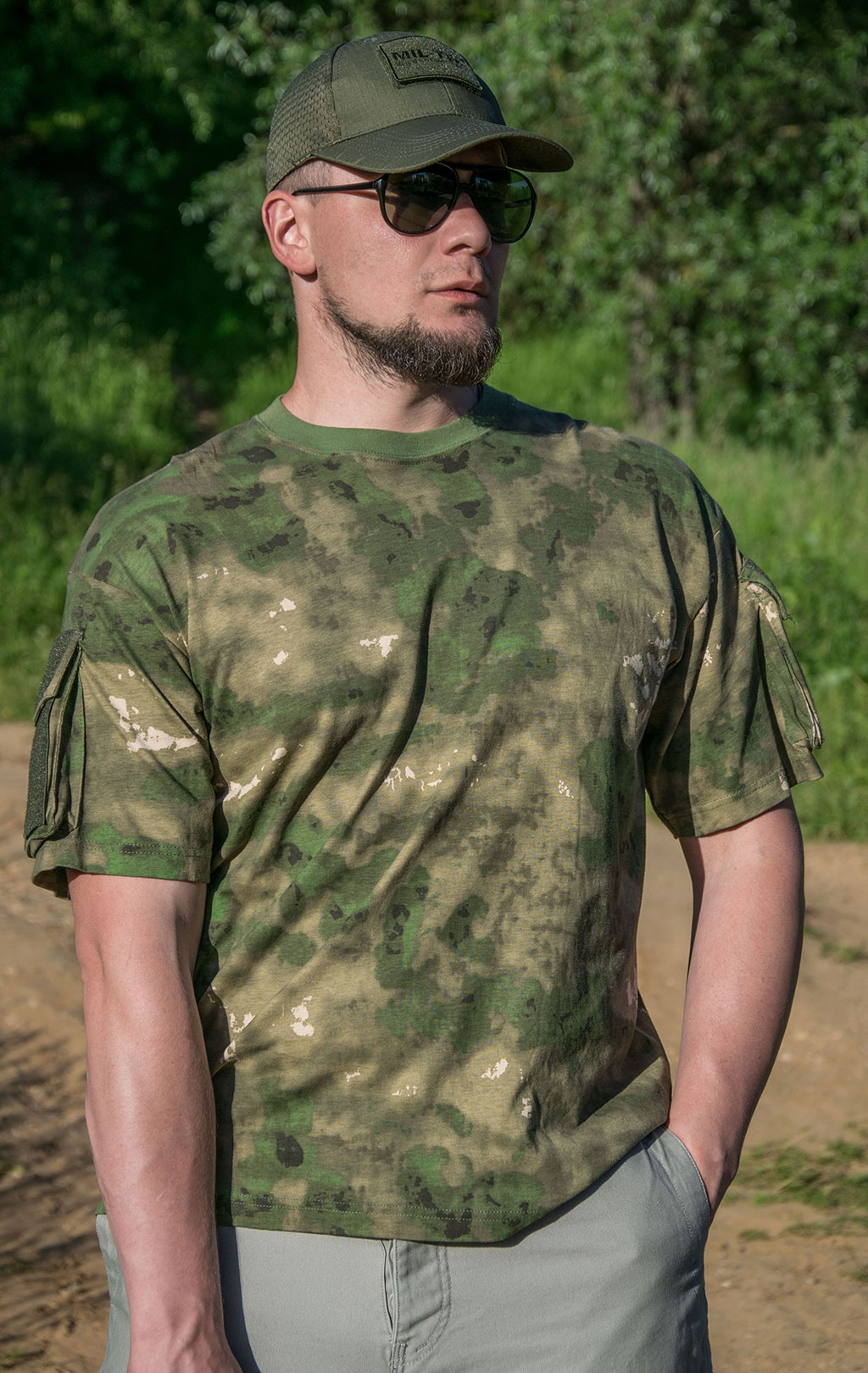 Футболка тактическая Mil-Tec/Fostex Tactical Pocket green camo 